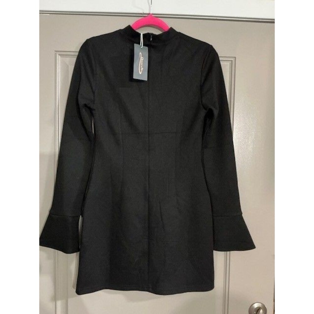OFEEFAN Long Sleeve Mock Neck Dress Basic Party Club Bodycon Mini Dress Sz M - Picture 7 of 7